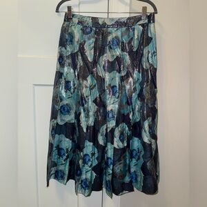 J. Crew Teal Floral A-Line Skirt